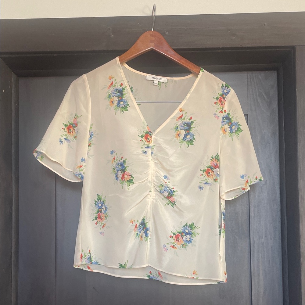 Madewell Cream Floral Blouse